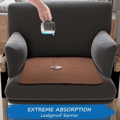 Waterproof Chair Pads for Incontinence Washable, 22″ x 21″ x 21″, Brown