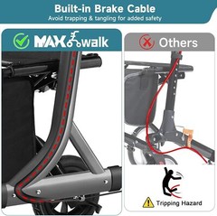 Rollator Walker with Seat Aluminum All Terrain Walker for Seniors Foldable 300lb