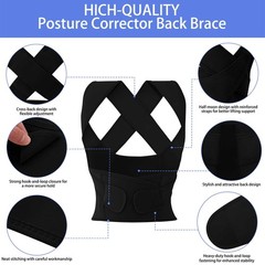 Cmipeob Posture Corrector for Women and Men Plus Size Full X-Large, Black
