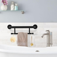 Oil Rubbed Black Grab Bar 17 Inch W/Towel Holder, Ihansee Stainless Steel Shower