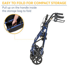 Drive Medical 4 Wheel Rollator Walker w/ Removable Back Support Blue