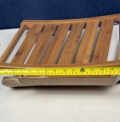2-Tier Bamboo Shower Stool, Wooden Spa Bathing Stool, NEW 16x12x15