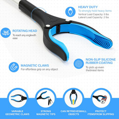 2 Pack 32 Inch Reacher Grabber Tool Strong Magnetic Swivel Head Blue HeavyDuty32
