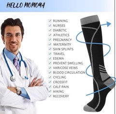 Compression Socks Unisex Adults Large-X-Large 02-8 Pairs-blue/Black/White/Grey