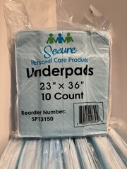 Secure Personal Care SP13150 Underpads 80 Count 23in x 36in Sealed (box B)