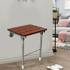 Wall-Mounted Folding Shower Seat Solid Wood Bench 15 × 12 350 lb