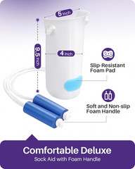 Sock Aid for Putting on Socks, 4″ Foot Width, No Bending | Soft Flexible ABS She