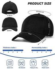 24 Pcs Blank Baseball Caps Adjustable Back Strap Unisex Blank Design Black