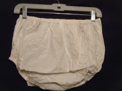 ANGELA MILKY WHITE ADULT PLASTIC BRIEF / DIAPER COVER. M/L, NEW,