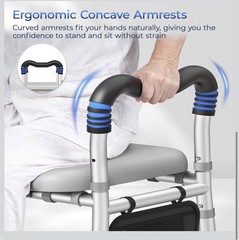 KingPavonini Raised Toilet Seat Riser w/ Handles Adjustable Height Padded 500lb