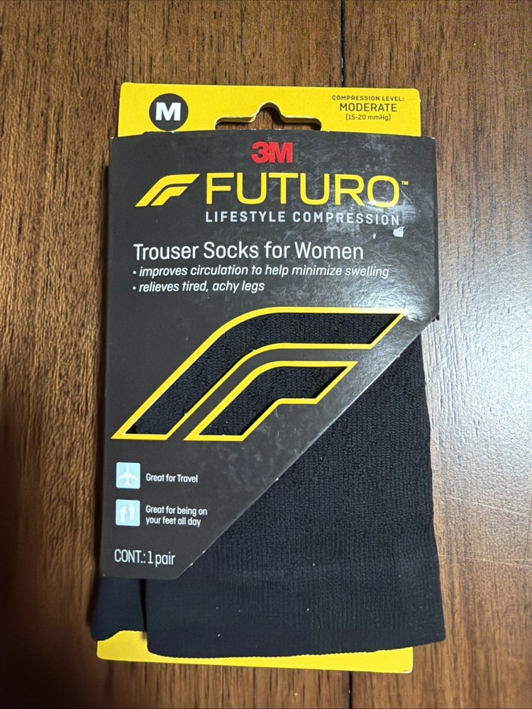 3M Futuro Trouser Socks for Woman Moderate Compression Medium Black 1 Pair