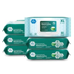 XL Premoistened Washcloths 80ct x 6 – Sensitive Skin
