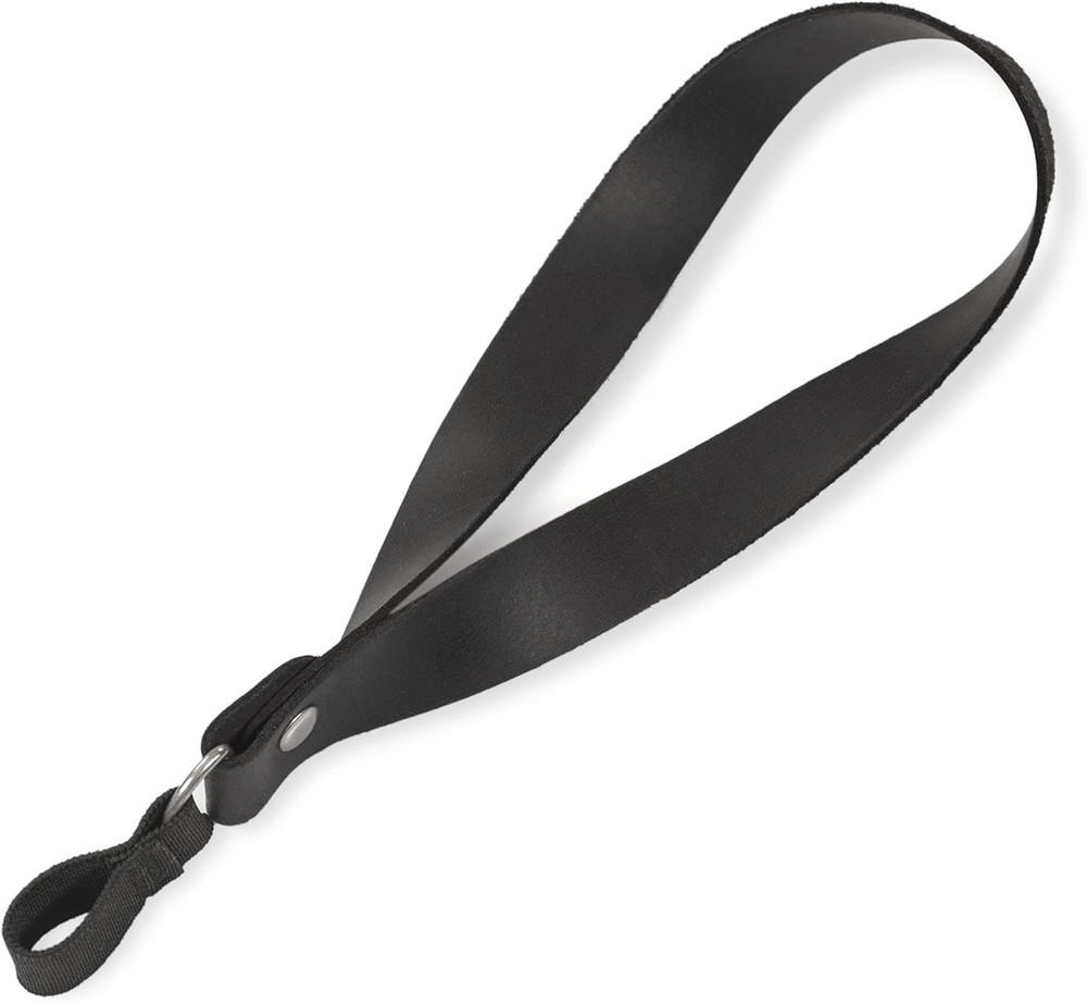 Handmade Leather Cane Strap – Stylish Wrist Strap for Canes and Walking Black