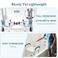 Shower Chair for Elderly and Disabled with Padded Medium Off White/Dark Gray