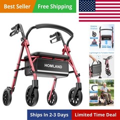 16 Pounds Lightweight Walkers for Seniors with Seat, Narrow Rolling Walker wi…