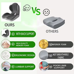 Orthopedic Memory Foam Seat Cushion Lumbar Support Pillow Office Car Chair Set