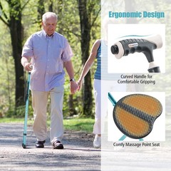 Folding Adjustable Cane Seat Aluminum Alloy Crutch Chair With Light Black