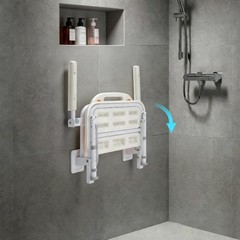 Foldable Shower Chair Nursing Wall Mount Folding Bathing Seat Height Adjustable