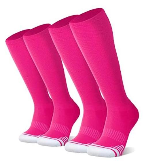 2/3 Pack Baseball Soccer Softball Socks for Kids Youth Large Hot Pink (2 Pack)