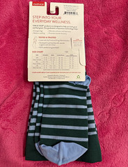 VIM & VIGR Knee High Compression Socks 15-20 mmHg Green/Blue Striped