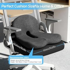 Truck Driver Seat Cushion, Memory Foam L-Shaped Average Size Dark Grey