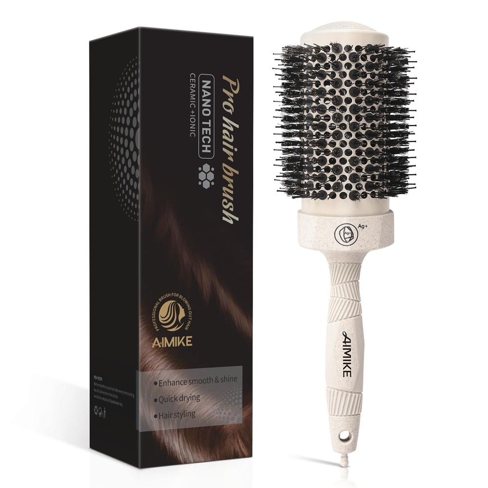 AIMIKE Large Nano Thermal Ceramic Round Brush with Barrel 2.1 inch for Blow Dryi