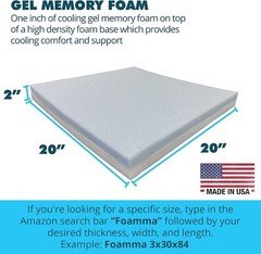 High Density Gel Memory Foam Seat Replacement – Firm Comfort Cushion (20“x20“)