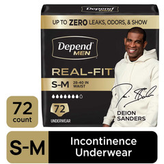 Depend Real Fit Adult Diapers for Men S/M Black Briefs Max Absorbency 72 Count