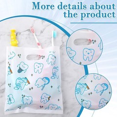 50/300 Pcs Tooth Merchandise Bags with Handles Plastic Dental Bags for Patients