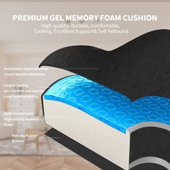 Cooling Gel Seat Cushion for Long Sitting – Memory Foam Chair Pillow for Scia…