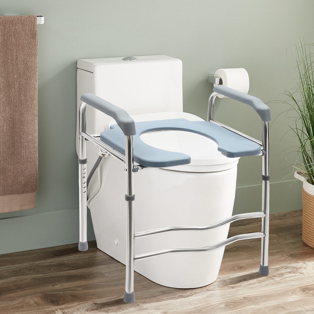 25.2-29.13in Raised Toilet Seat Riser w/ Arms For Elderly Handicap Bathroom USA