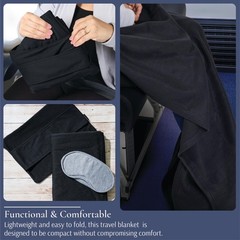 Brookstone Travel Blanket – 2-in-1 Super Soft Lightweight One Size, Black