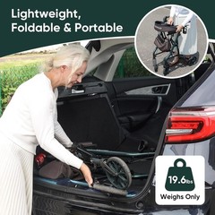 Foldable Rollator Rolling Walker with Seat for Seniors 8“ Wheels Max 300 Lb