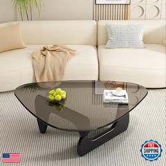 Easysoul Modern Glass Coffee Table 32.68 D X 22.44 W X 15.75 H Abstract Round