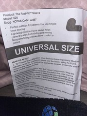 Advanced Ortho The Fast Fit universal Knee Sleeve Model 620 L2397 Fits All Sizes