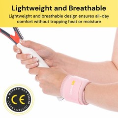 BraceUP Wrist Compression Strap and Support Brace, One Size Adjustable, Pink