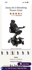 Pride Jazzy Air 2 Power Wheelchair, Joystick, Flip-Up Armrests, Black