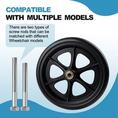 2 Pcs 8 Inch Walker Wheels Replacement Solid Wheelchair Front Wheels,Anti-Sli…