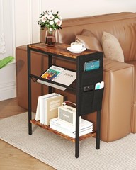 Yusong Small Narrow Side Table For Small Spaces Slim End Table Storage Bag Sofa