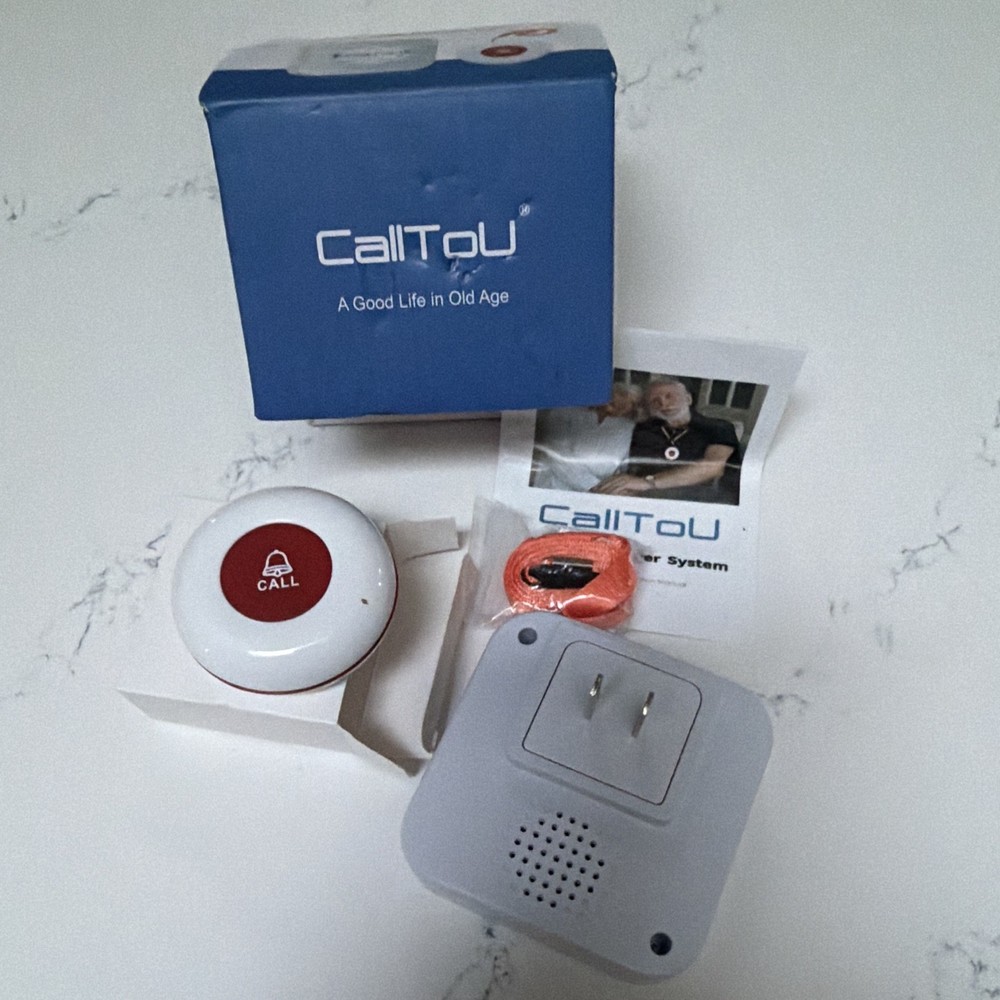 CallToU Wireless Caregiver Call Button System Receiver, Lanyard, White/Red