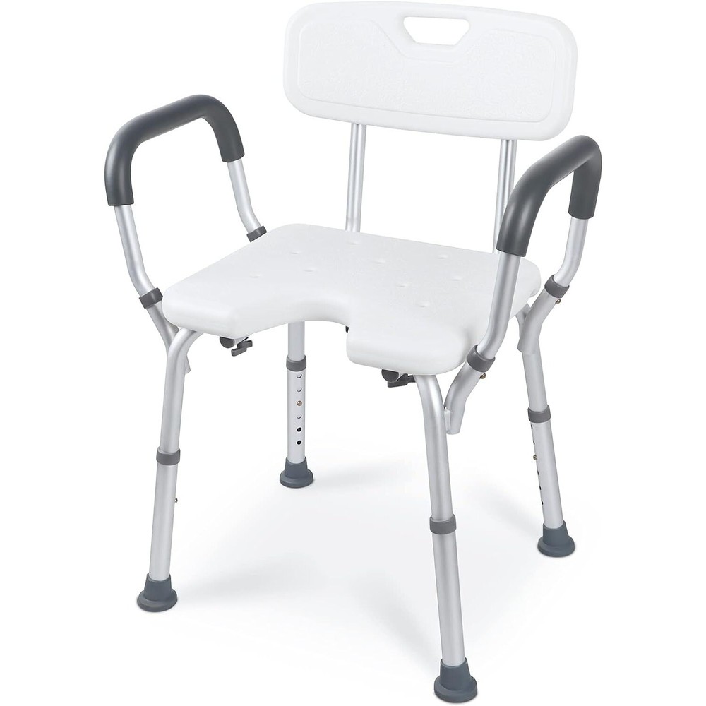 Adjustable Portable Bath Shower Chair with Arms & Backrest – 250 lb Capacity