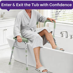 KEKOY Tub Transfer Bench Shower Chair Adjustable 400lb Non-Slip Green