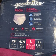 Goodnites Girls‘ Nighttime Bedwetting Underwear, L (68-95 lb.), 25 Ct