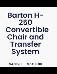 Mobility Transfer Chair BARTON H250 Tilt Flat Recline Positions Safety W/ Extras