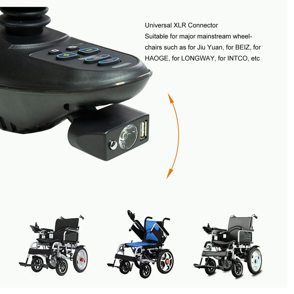 Electric Wheelchair Light 3 Pin XLR Head USB Charging Adjustable Angle LED Power