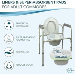 Disposable Commode Liners W/ Absorbent Pads Bedside Toilet Chair 48 Pack New