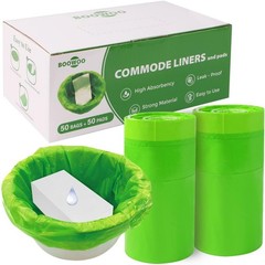 Disposable Commode Liners with Pads – 50 Scented Bags for Adult Potty Chair
