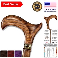 Luxury Ergonomic Wooden Cane – Lightweight Design with Extra Tip & Wrist Strap