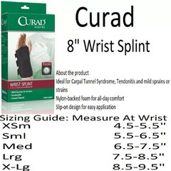 Curad 8″ Right Large Wrist Splint Foam With Aluminum Stay Black