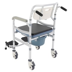Height Adjustable Commode Chair, Rolling Shower Wheelchair, Versatile Design